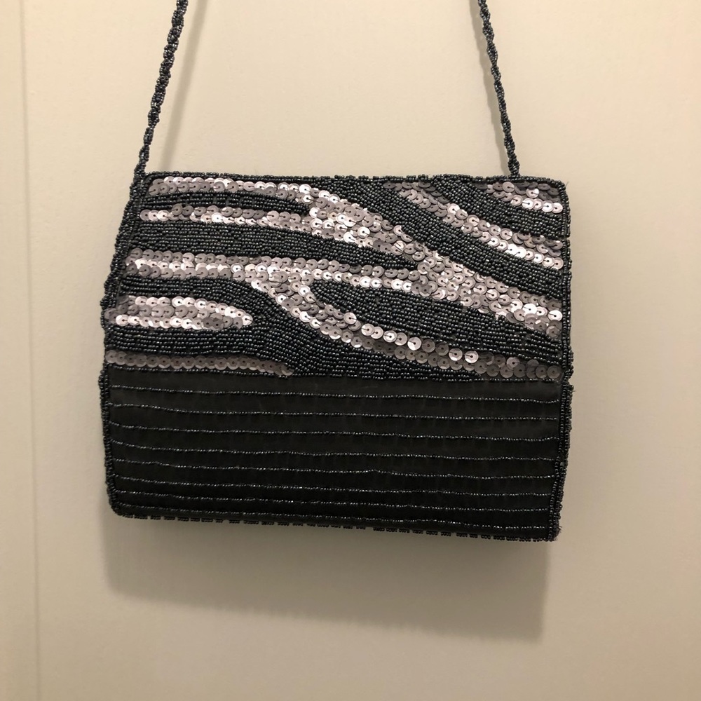 Bijoux Terner Purse; Sequenced and beaded; colour Blue; Brand New